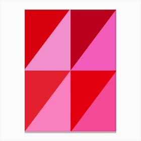 Pink and Red Geometric Triangles Abstract Canvas Print