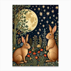 William Morris Rabbits In The Moonlight Canvas Print