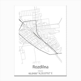 Rozdilna,Ukraine Minimalist Map Canvas Print