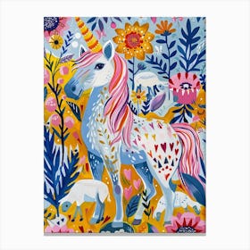 Unicorn With Lambs Fauvism Inspired 1 Canvas Print