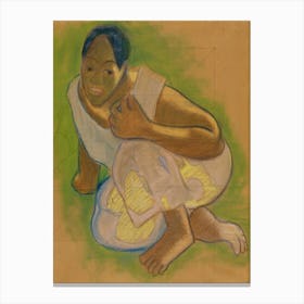 Crouching Tahitian Woman, Paul Gauguin Canvas Print