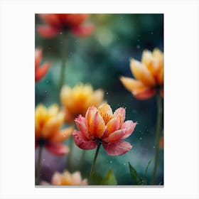 Lotus Flowers In The Rain Canvas Print