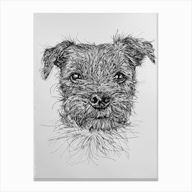 Border Terrier Dog Line Sketch 4 Canvas Print