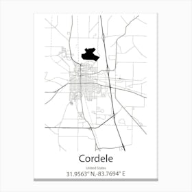 Cordele,United States Minimalist Map Canvas Print