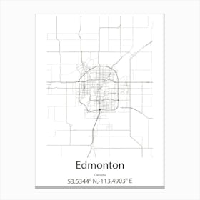 Edmonton,Canada Minimalist Map Canvas Print