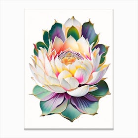 Lotus Flower, Buddhist Symbol Decoupage 5 Canvas Print