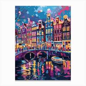 Amsterdam At Night, Contemporary Art, Souvenir Canvas Print