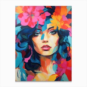 Woman With Flowers On Her Head 5 Canvas Print