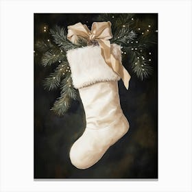 White Christmas Stocking Canvas Print