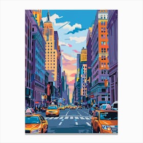 Fifth Avenue New York Colourful Silkscreen Illustration 2 Canvas Print