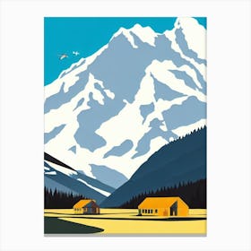Kicking Horse, Canada Midcentury Vintage Skiing Poster Canvas Print