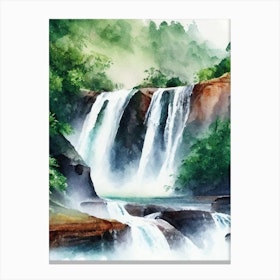 Nohkalikai Falls, India Water Colour  (1) Canvas Print