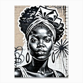 Vintage Graffiti Mural Of Beautiful Black Woman 134 Canvas Print