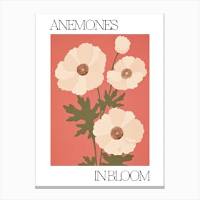 Anemones In Bloom Flowers Bold Illustration 4 Canvas Print