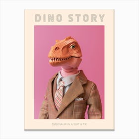 Pastel Toy Dinosaur In A Suit & Tie 1 Poster Canvas Print