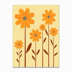 Flowers On A Yellow Background Canvas Print