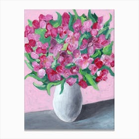 Red Alstroemeria - Anton Maliar nature impressionism hand painted Monet inspired pink red Canvas Print