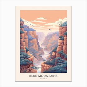 Blue Mountains Australia Travel Poster Canvas Print