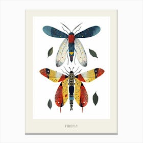 Colourful Insect Illustration Firefly 7 Poster Canvas Print