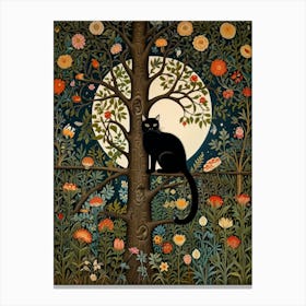 Cat In The Tree Style William Morris 1 Canvas Print