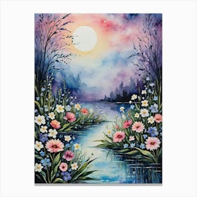 Moonlight By The Water Canvas Print