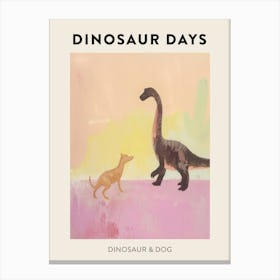 Dinosaur & A Dog Poster 2 Canvas Print