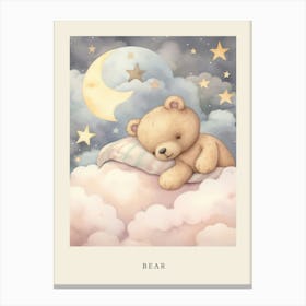 Sleeping Baby Bear Cub 2 Nursery Poster Canvas Print