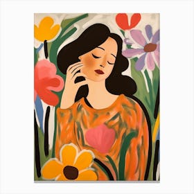 Woman With Autumnal Flowers Tulip 2 Canvas Print