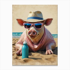 Pig On The Beach Canvas Print Canvas Print