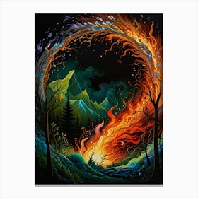 Fire In The Forest Canvas Print