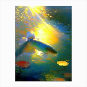 Asagi Koi 1, Fish Monet Style Classic Painting Canvas Print