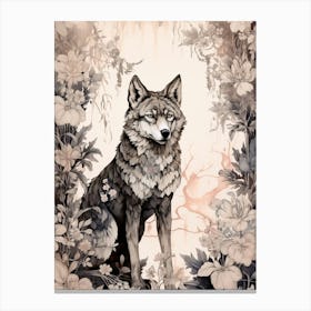 Indian Wolf Vintage Painting 4 Canvas Print