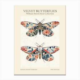 Velvet Butterflies Collection Moths And Butterflies William Morris Style 2 Canvas Print