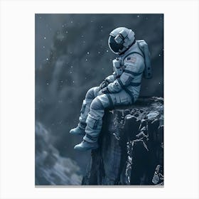 Astronaut Sitting On A Cliff Canvas Print