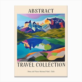 Abstract Travel Collection Poster Torres Del Paine National Park Chile 3 Canvas Print