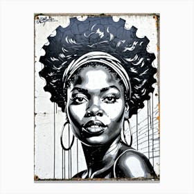 Vintage Graffiti Mural Of Beautiful Black Woman 143 Canvas Print