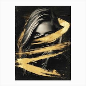 Girl In Black And Gold Canvas Print