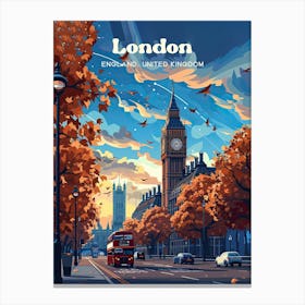 London England Tourist Destination Digital Travel Art Canvas Print