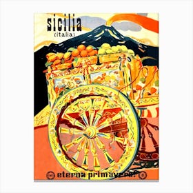 Sicily Carriage Full Of Fruits Canvas Print