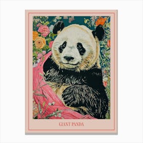 Floral Animal Painting Giant Panda 4 Poster Canvas Print