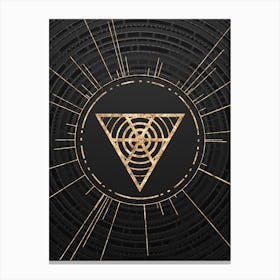 Geometric Glyph Abstract in Gold with Radial Array Lines on Dark Gray n.0020 Canvas Print