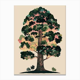 Sequoia Tree Colourful Illustration 4 Canvas Print