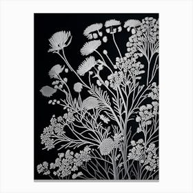 Queen Anne's Lace Wildflower Linocut 2 Canvas Print