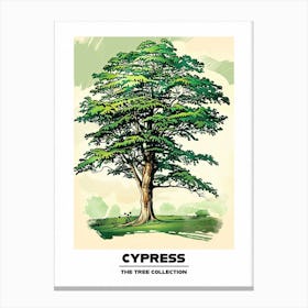Cypress Tree Storybook Illustration 1 Poster Canvas Print