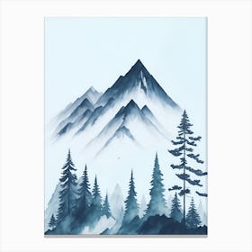 Mountain And Forest In Minimalist Watercolor Vertical Composition 354 Canvas Print