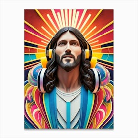 Jesus With Headphones Canvas Print