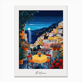 Poster Of Postiano, Italy, Illustration In The Style Of Pop Art 1 Canvas Print