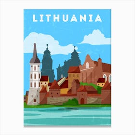 Lithuania — Retro travel minimalist poster Canvas Print