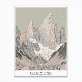 Mount Whitney Usa Color Line Drawing 2 Poster Canvas Print