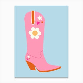 Cowboy Boot | 02 - Pink And Blue Canvas Print